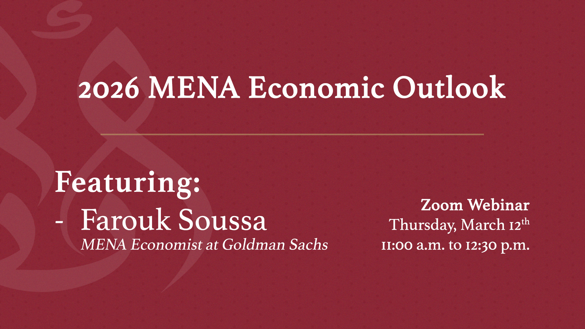 2026 MENA Economic Outlook — Zoom Webinar